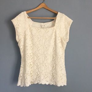 Coldwater Creek, cream lace top